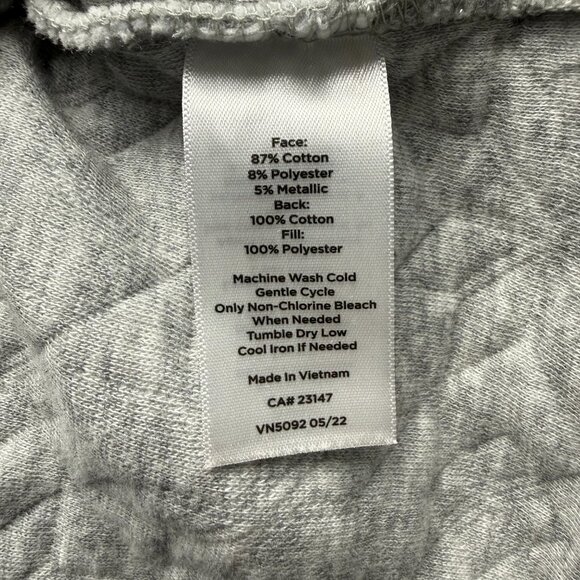 T by Talbots 2X Snowflake Quilted Wrap Neck Pullover Top Gray Silver Metallic - Picture 9 of 12